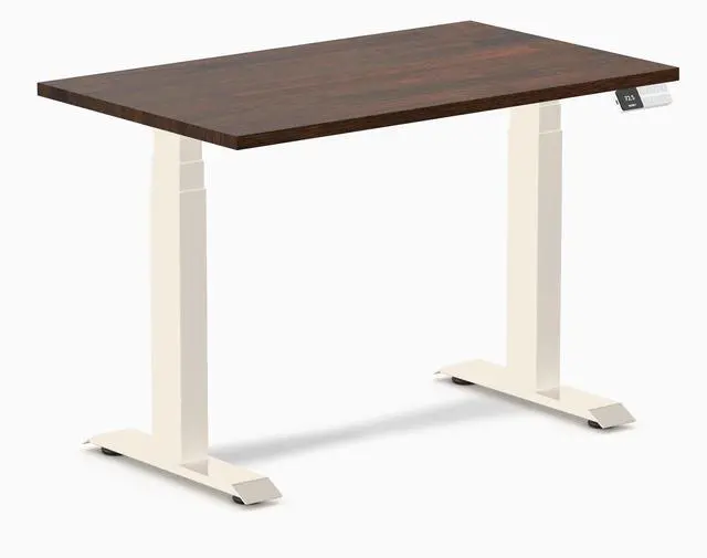 Main image of Desky Dual Mini Rubberwood Sit Stand Desk - Dark Walnut / 40 x 24 inches / Wheat