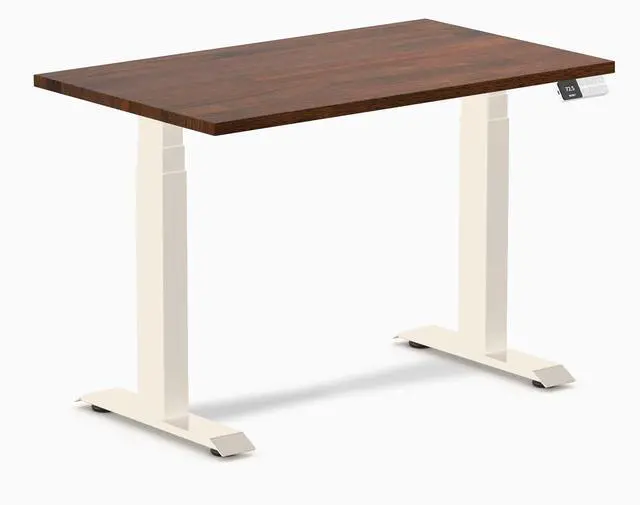 Main image of Desky Dual Mini Rubberwood Sit Stand Desk - Red Walnut / 40 x 24 inches / Wheat
