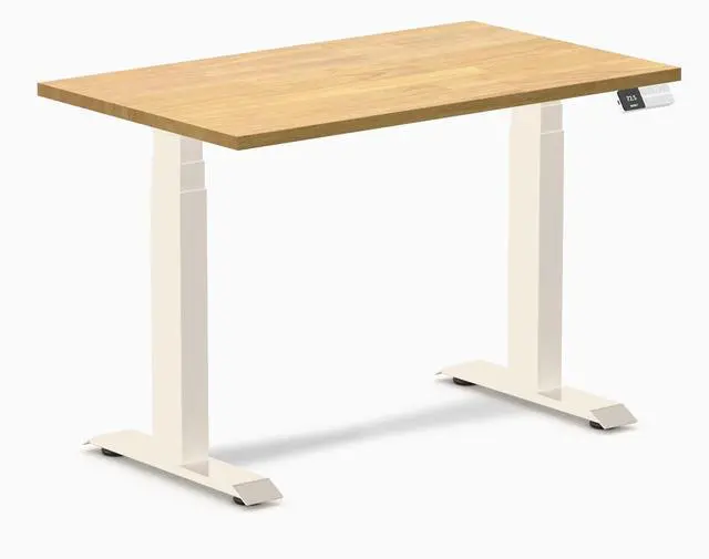 Main image of Desky Dual Mini Rubberwood Sit Stand Desk - Light Oak / 40 x 24 inches / Wheat