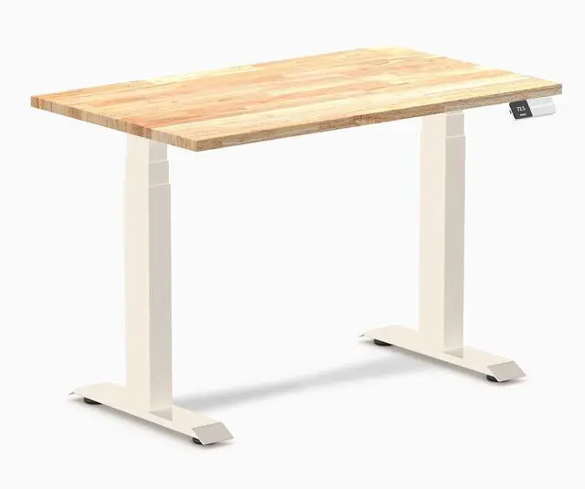 Main image of Desky Dual Mini Rubberwood Sit Stand Desk - Natural / 40 x 24 inches / Wheat