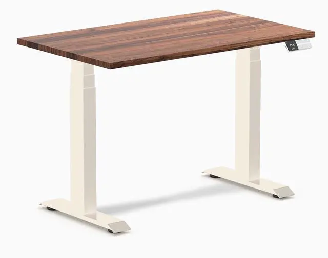 Main image of Desky Dual Mini Hardwood Sit Stand Desk - Walnut / 40 x 24 inches / Wheat