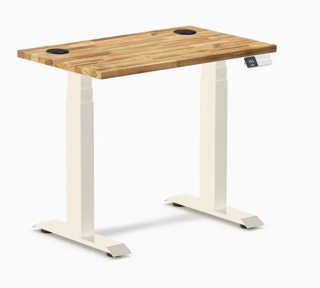 Main image of Desky Dual Mini Hardwood Sit Stand Desk - Acacia / 32 x 20 inches with Grommets / Wheat