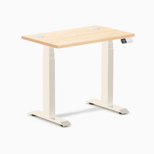 Main image of Desky Dual Mini Hardwood Sit Stand Desk - Maple / 32 x 20 inches with Grommets / Wheat
