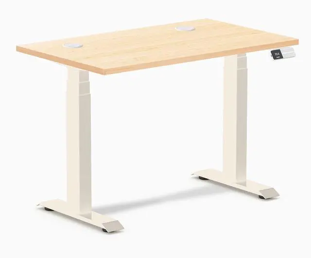Main image of Desky Dual Mini Hardwood Sit Stand Desk - Maple / 40 x 24 inches with Grommets / Wheat