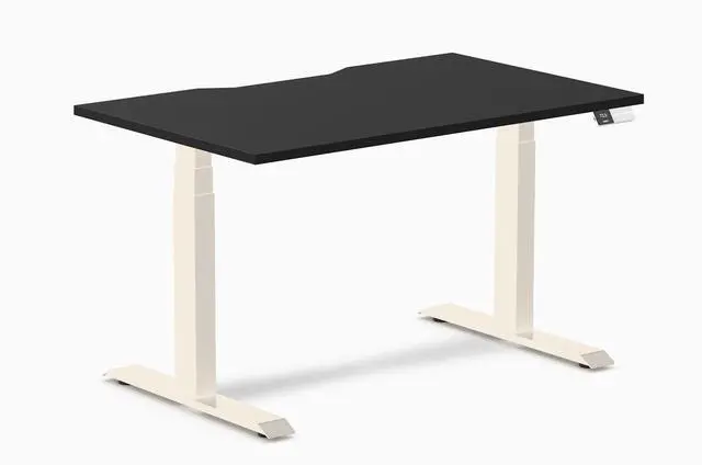 Main image of Desky Dual Scalloped Laminate Sit Stand Desk - Black / 47.2 x 29.5 inches / Wheat