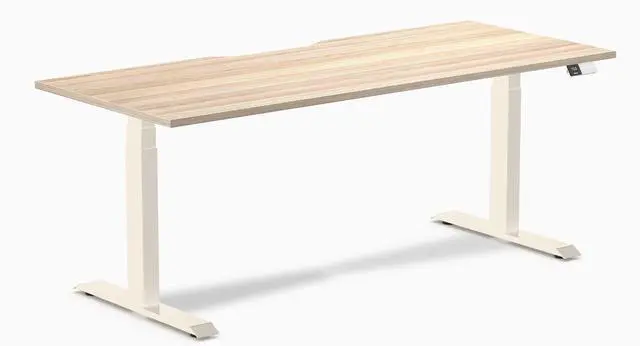 Main image of Desky Dual Scalloped Laminate Sit Stand Desk - Classic Oak / 70.9 x 29.5 inches / Wheat