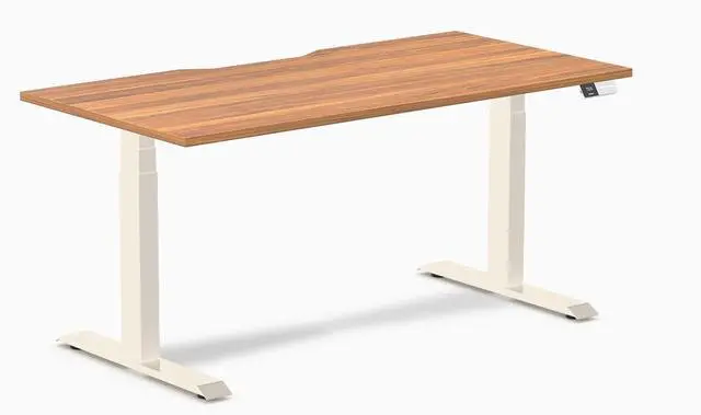 Main image of Desky Dual Scalloped Laminate Sit Stand Desk - Prime Oak / 59.1 x 29.5 inches / Wheat