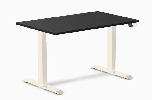 Main image of Desky Dual Laminate Sit Stand Desk - Black / 47.2 x 29.5 inches / Wheat