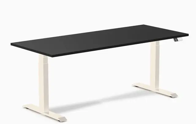 Main image of Desky Dual Laminate Sit Stand Desk - Black / 70.9 x 29.5 inches / Wheat