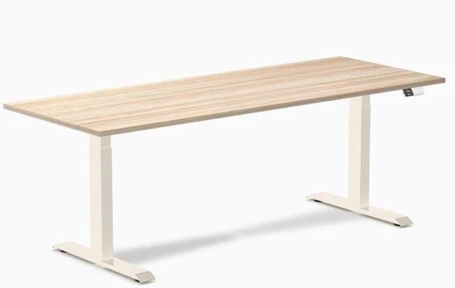 Main image of Desky Dual Laminate Sit Stand Desk - Classic Oak / 78.7 x 29.5 inches / Wheat