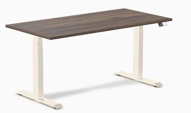 Main image of Desky Dual Laminate Sit Stand Desk - Jarrah Legno / 59.1 x 29.5 inches / Wheat