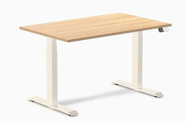 Main image of Desky Dual Laminate Sit Stand Desk - Sublime Teak / 47.2 x 29.5 inches / Wheat