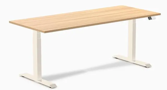 Main image of Desky Dual Laminate Sit Stand Desk - Sublime Teak / 70.9 x 29.5 inches / Wheat
