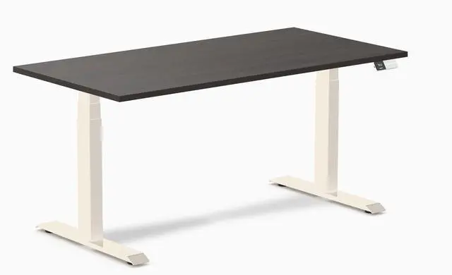 Main image of Desky Dual Laminate Sit Stand Desk - Burnished Wood / 59.1 x 29.5 inches / Wheat