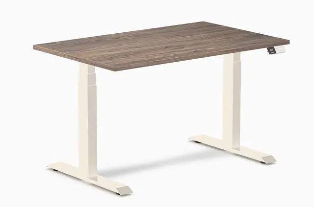 Main image of Desky Dual Laminate Sit Stand Desk - Natural Walnut / 47.2 x 29.5 inches / Wheat