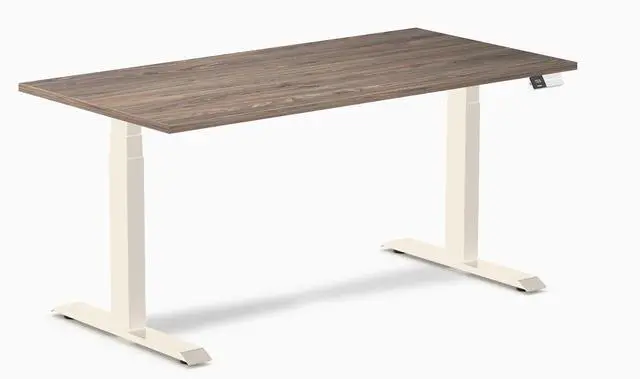 Main image of Desky Dual Laminate Sit Stand Desk - Natural Walnut / 59.1 x 29.5 inches / Wheat
