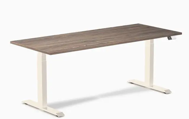 Main image of Desky Dual Laminate Sit Stand Desk - Natural Walnut / 70.9 x 29.5 inches / Wheat
