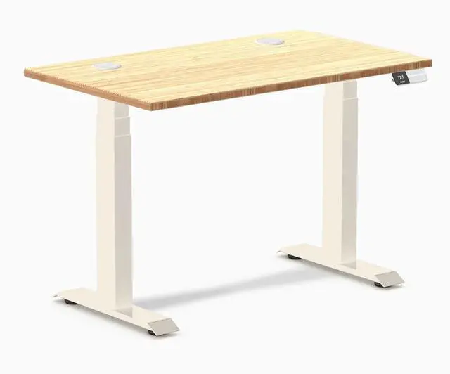 Main image of Desky Dual Mini Bamboo Sit Stand Desk - Bamboo / 40 x 24 inches with Grommets / Wheat