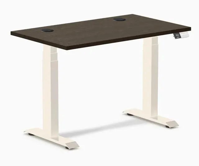 Main image of Desky Dual Mini Bamboo Sit Stand Desk - Dark Bamboo / 40 x 24 inches with Grommets / Wheat
