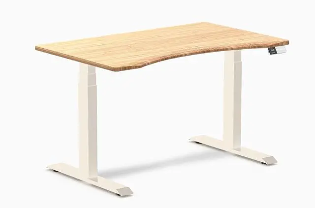 Main image of Desky Dual Ergo Edge Sit Stand Desk - Bamboo / 47.2 x 29.5 inches / Wheat