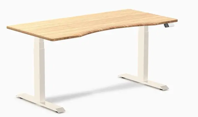 Main image of Desky Dual Ergo Edge Sit Stand Desk - Bamboo / 59.1 x 29.5 inches / Wheat