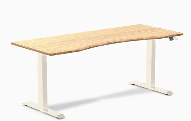 Main image of Desky Dual Ergo Edge Sit Stand Desk - Bamboo / 70.9 x 29.5 inches / Wheat