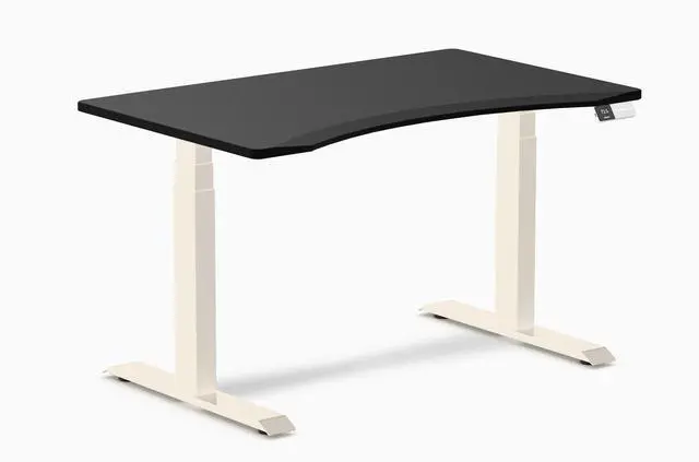 Main image of Desky Dual Ergo Edge Sit Stand Desk - Black / 47.2 x 29.5 inches / Wheat