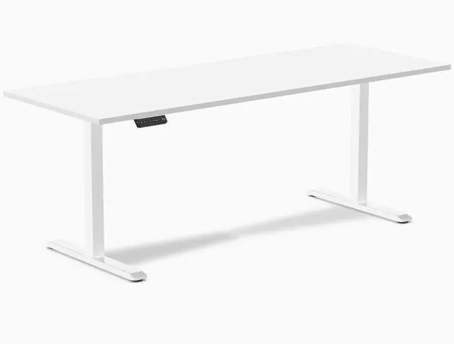Alt view image 7 of 8 - Desky Single Sit Stand Gaming Desk - White / 78.7 x 29.5 in / White