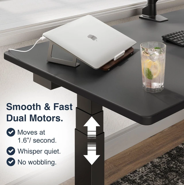 Alt view image 8 of 8 - Desky Dual Ergo Edge Sit Stand Desk - Dark Bamboo / 48 x 30 in / White
