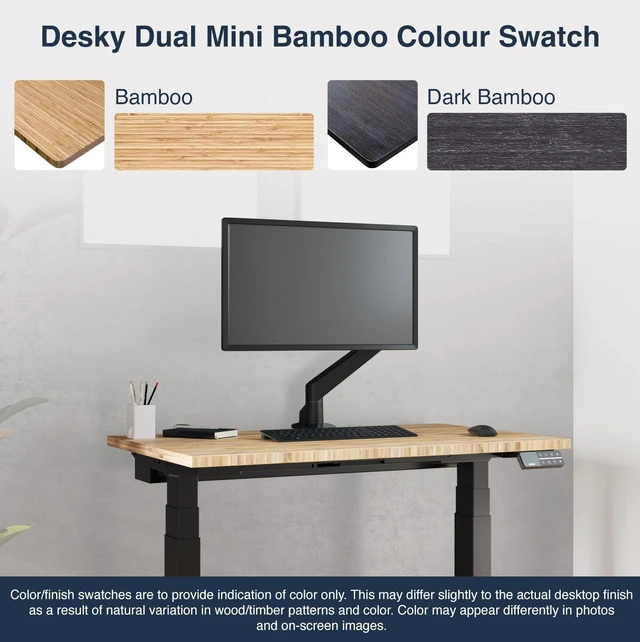 Alt view image 3 of 7 - Desky Dual Mini Bamboo Sit Stand Desk - Bamboo / 32 x 20 inches / Space Grey