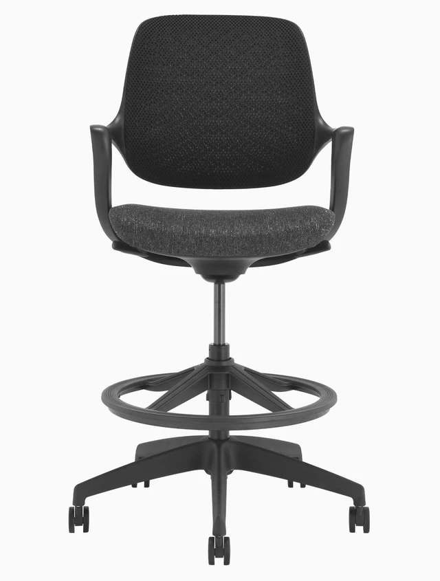 Alt view image 7 of 13 - Desky Evoque Low Back Office Chair - Black / Drafting Kit