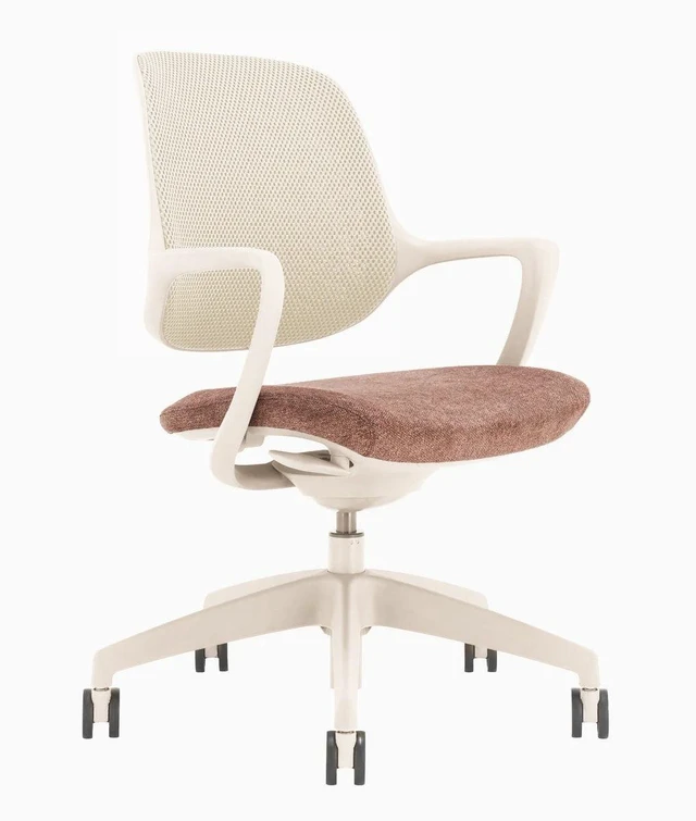 Alt view image 7 of 13 - Desky Evoque Low Back Office Chair - White + Peach