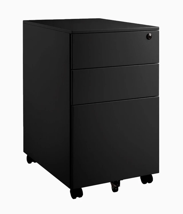 Main image of Desky GO Slimline Steel Mobile Pedestal - Black