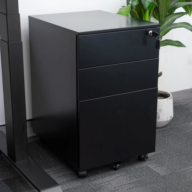 Alt view image 3 of 7 - Desky GO Slimline Steel Mobile Pedestal - Black
