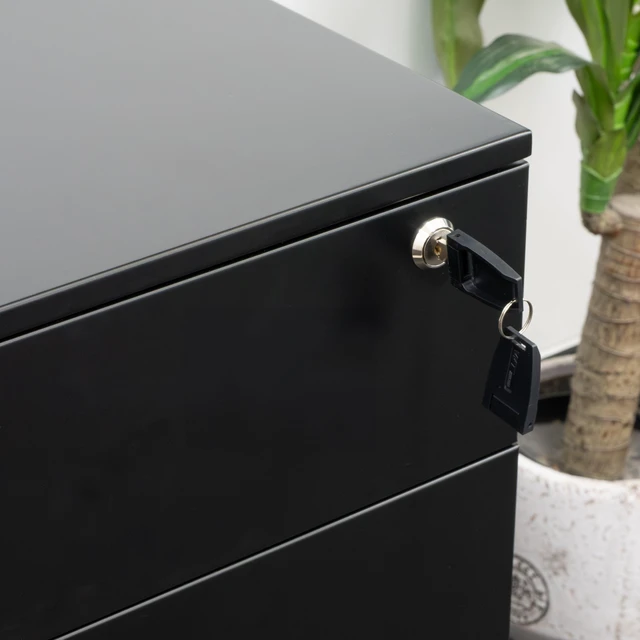 Alt view image 6 of 7 - Desky GO Slimline Steel Mobile Pedestal - Black