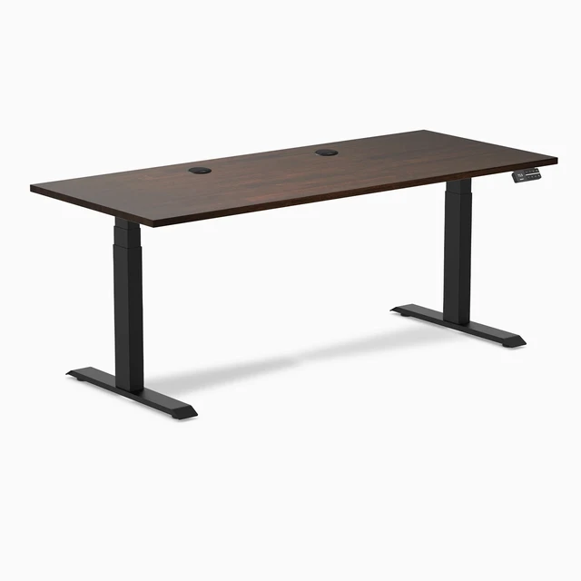 Alt view image 2 of 7 - Desky Dual Rubberwood Sit Stand Desk - Light Oak / 48 x 30 inches / White