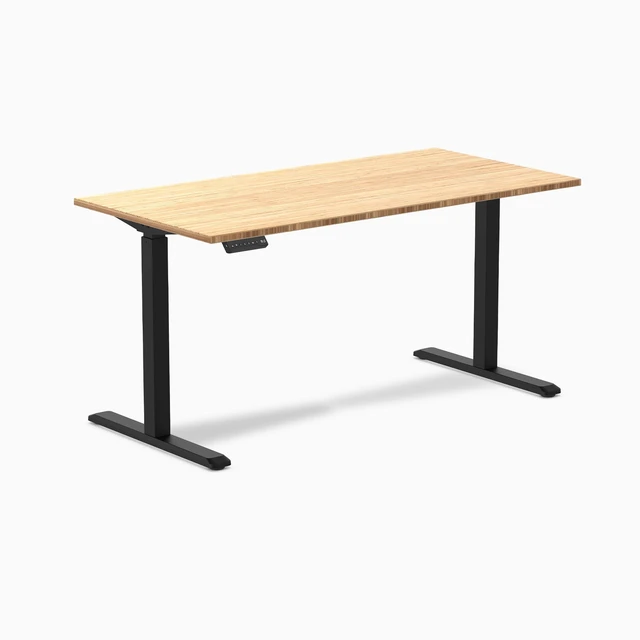 Alt view image 7 of 8 - Desky Single Sit Stand Desk - Bamboo / 59 x 29.5 in / Black