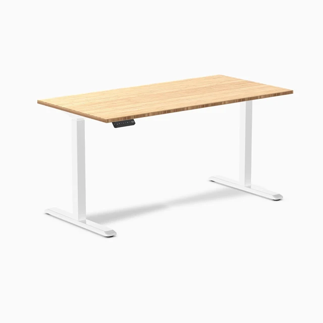 Alt view image 7 of 8 - Desky Single Sit Stand Desk - Bamboo / 59 x 29.5 in / White