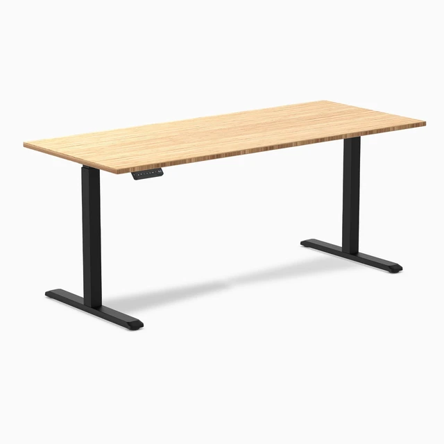 Alt view image 7 of 8 - Desky Single Sit Stand Desk - Bamboo / 70.9 x 29.5 in / Black