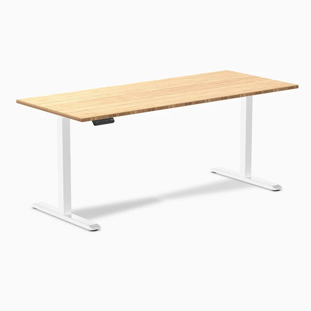 Alt view image 7 of 8 - Desky Single Sit Stand Desk - Bamboo / 70.9 x 29.5 in / White