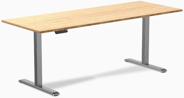 Alt view image 7 of 8 - Desky Single Sit Stand Desk - Bamboo / 78.7 x 29.5 in / Space Gray