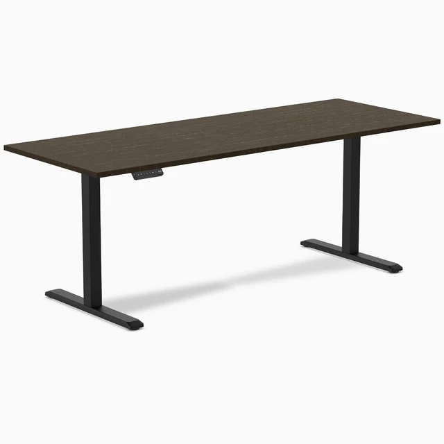 Alt view image 7 of 8 - Desky Single Sit Stand Desk - Dark Bamboo / 78.7 x 29.5 in / Black