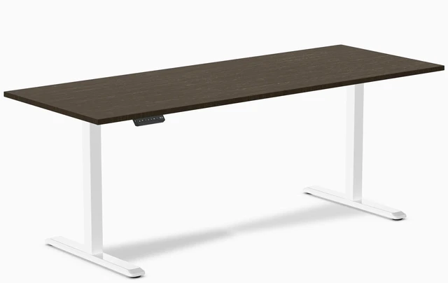 Alt view image 7 of 8 - Desky Single Sit Stand Desk - Dark Bamboo / 78.7 x 29.5 in / White