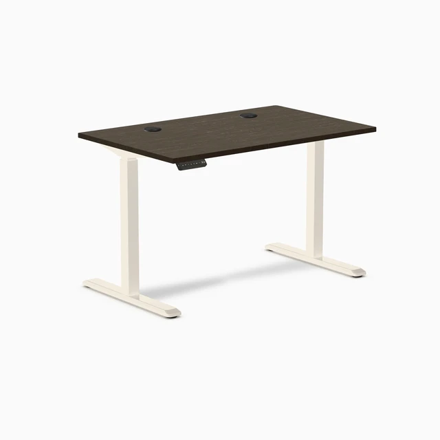 Alt view image 7 of 8 - Desky Single Sit Stand Desk - Dark Bamboo / 47.2 x 29.5 in with Grommets / Wheat