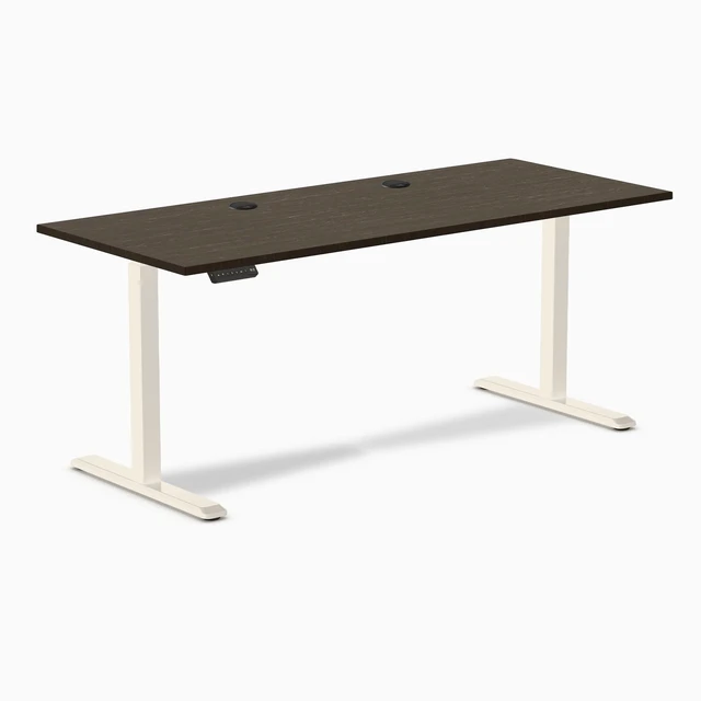 Alt view image 7 of 8 - Desky Single Sit Stand Desk - Dark Bamboo / 70.9 x 29.5 in with Grommets / Wheat