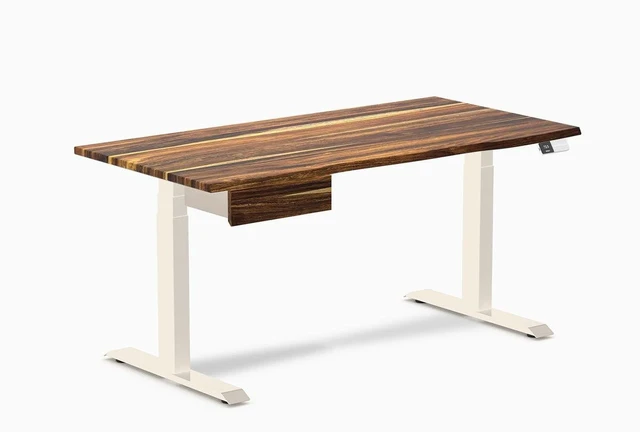 Main image of Desky Dual Hardwood Standing Desk With Drawer - Pheasantwood / 60 x 30 inches / Wheat