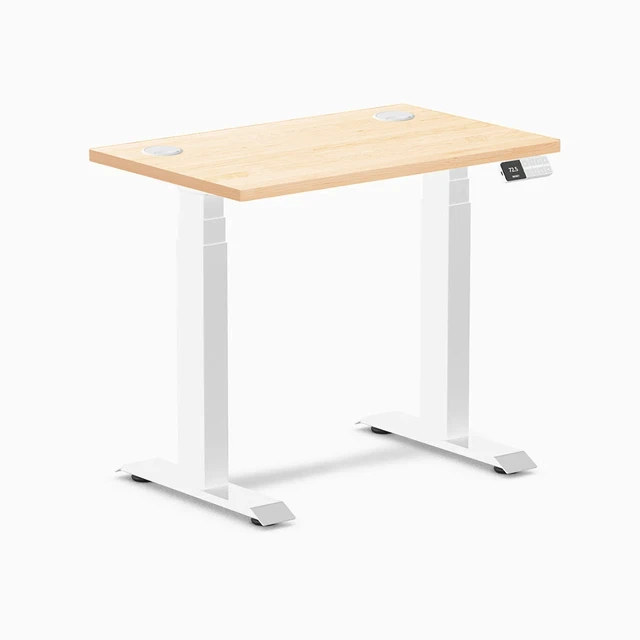 Alt view image 7 of 7 - Desky Dual Mini Hardwood Sit Stand Desk - Maple / 32 x 20 in / White