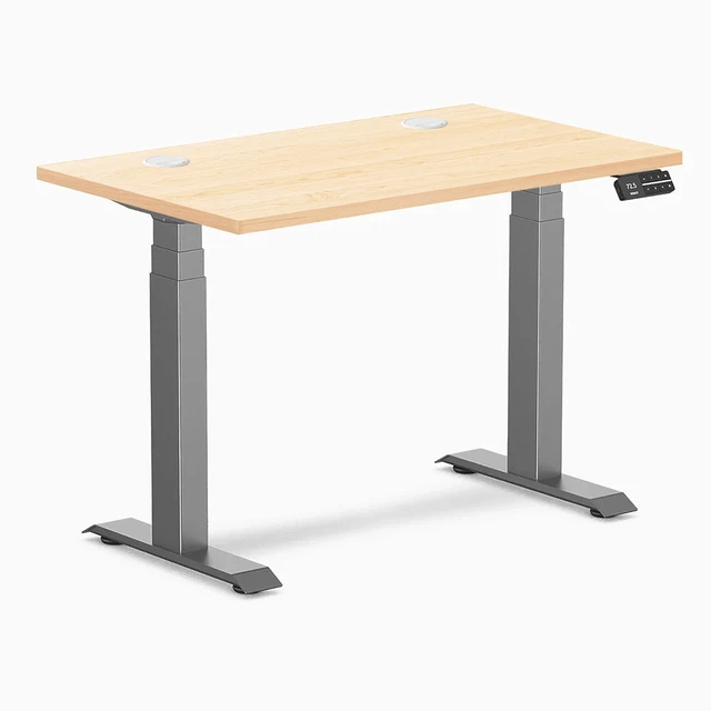 Alt view image 7 of 7 - Desky Dual Mini Hardwood Sit Stand Desk - Maple / 32 x 20 in / Space Gray