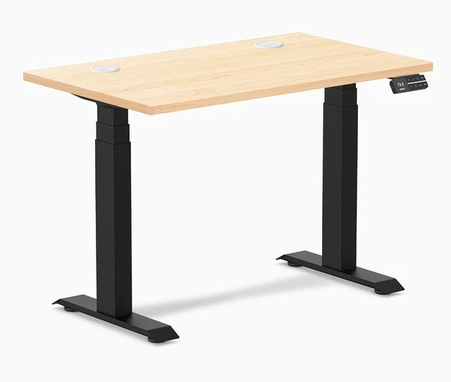 Alt view image 7 of 7 - Desky Dual Mini Hardwood Sit Stand Desk - Maple / 32 x 20 in / Matte Black