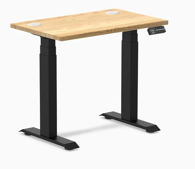 Alt view image 7 of 7 - Desky Dual Mini Hardwood Sit Stand Desk - White Oak / 32 x 20 in / Matte Black